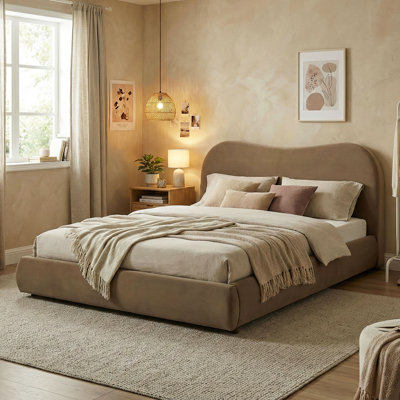 Lit plateforme tapissier avec tiroir de pied de lit Mirelle