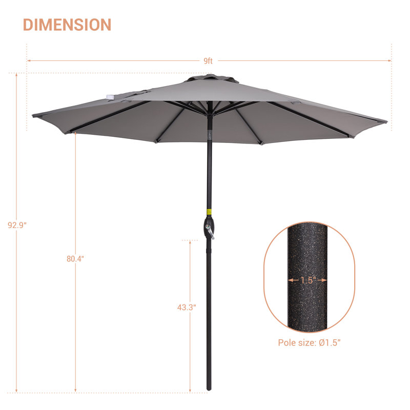 Parasol de marché 108 po Dorava, gris
