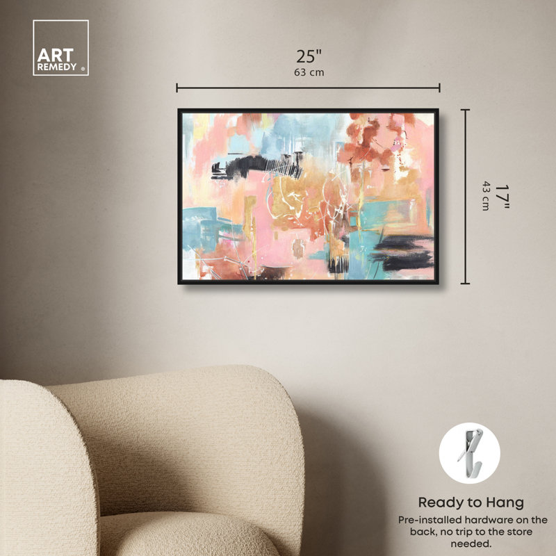 «Doll Memories Abstract Splash Abstract» par Art Remedy, Cadre noir, H 11 po x l 16 po