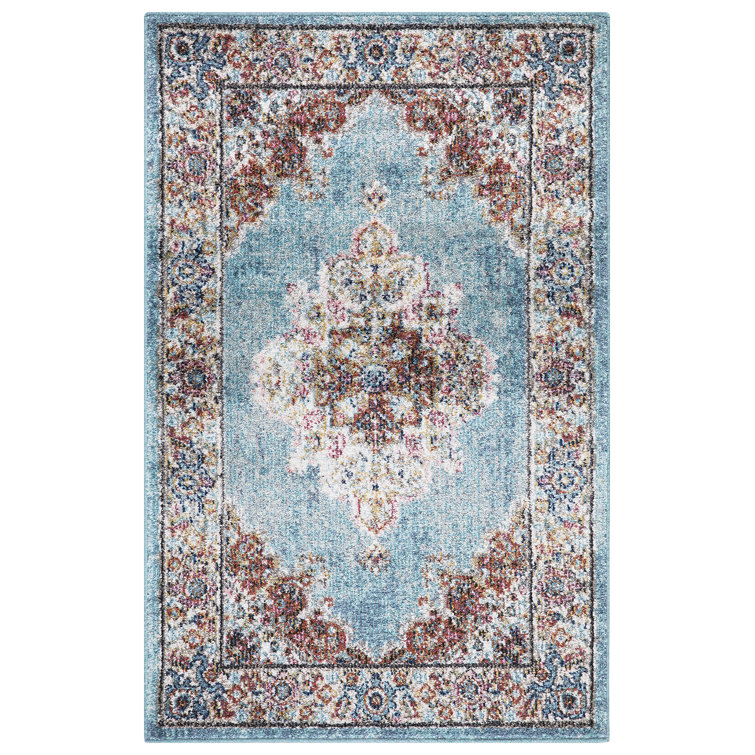 Power Loomed Performance Blue Medallion Rug