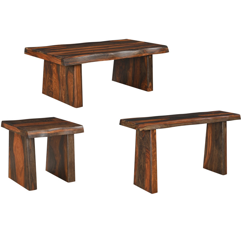 Ensemble de tables basses 3 pièces Chaliyah, Noyer