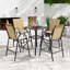 4 tabourets de bar extérieurs de 29 po en tissu avec accoudoirs et repose-pieds beige-2146012477