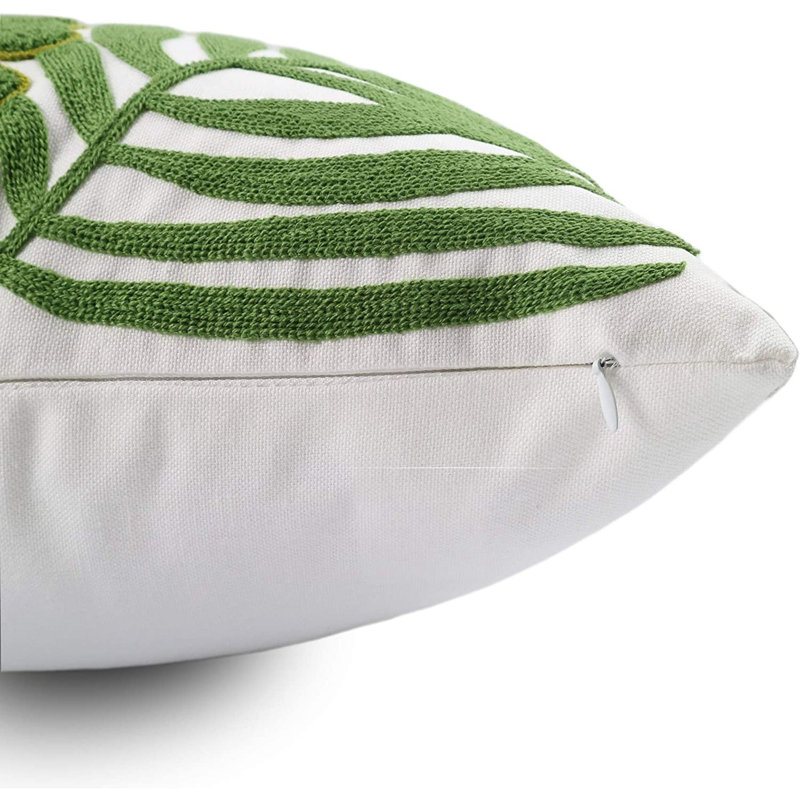 Embroidered Cotton Outdoor Pillow Cover
