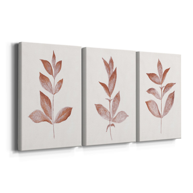Red Leaf I - Toile tendue avec châssis sur mesure - 3 pièces, H 60 po x l 120 po