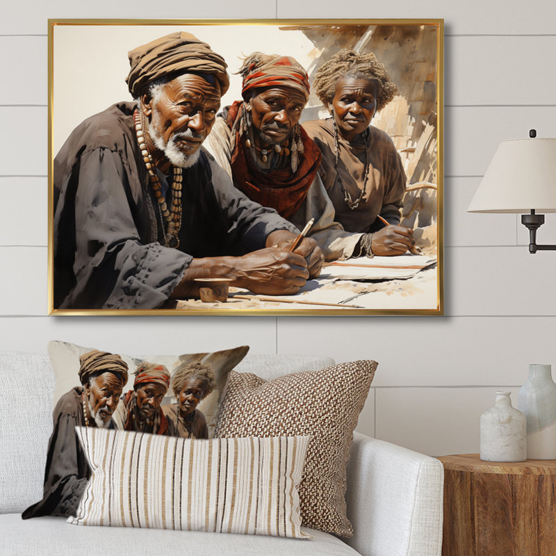 «African Legacy I» sur toile, H 12 po x l 20 po x P 1 po, Cadre flottant doré