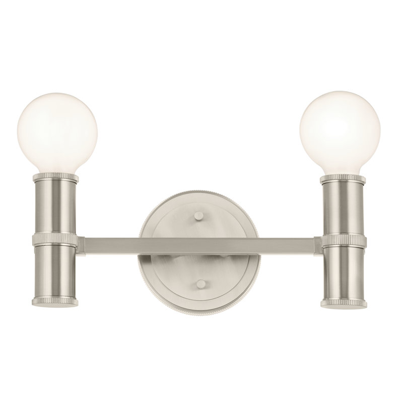 Gefferie 2-Light Brushed Nickel Vanity Bath Light, Brushed Nickel