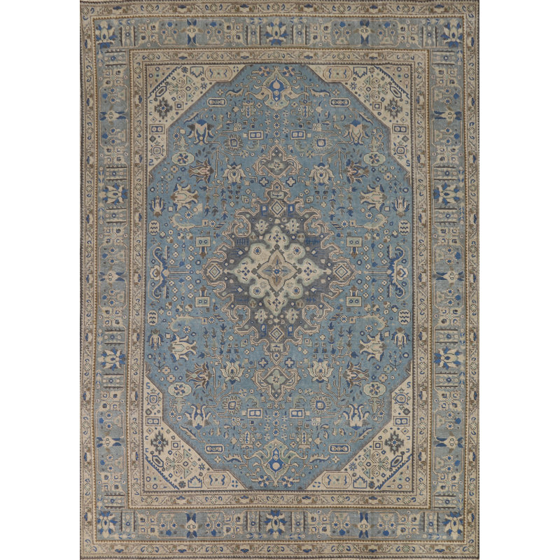 Tapis bleu géométrique 8 x 11 po
