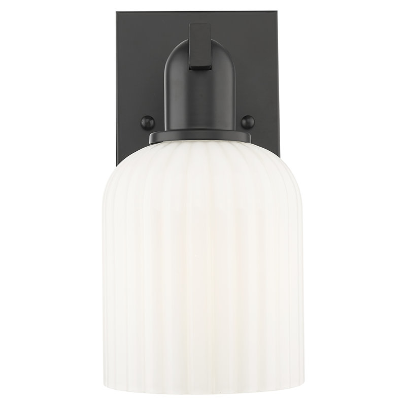 Downtown Urban - Franklin - 1 Light 5" Wall-mounted Sconce - Deco Swirl Shade, Gloss White, Matte Black