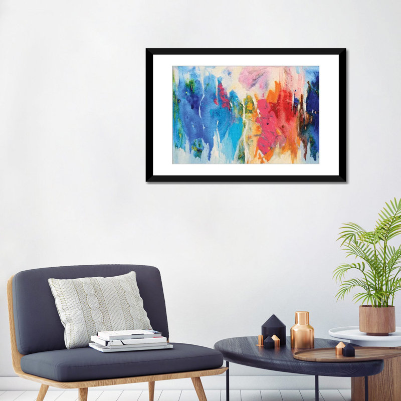 " Abstract Composition XIV " by Radiana Christova, Black Framed Fine Art Paper, White, 24" H x 32" W x 1" D