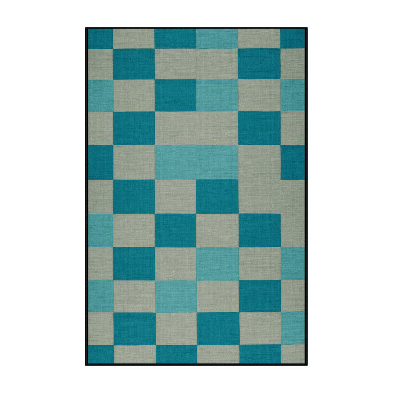 Tapis gris à carreaux lavable à la machine, Rectangle 5 pi x 8 pi