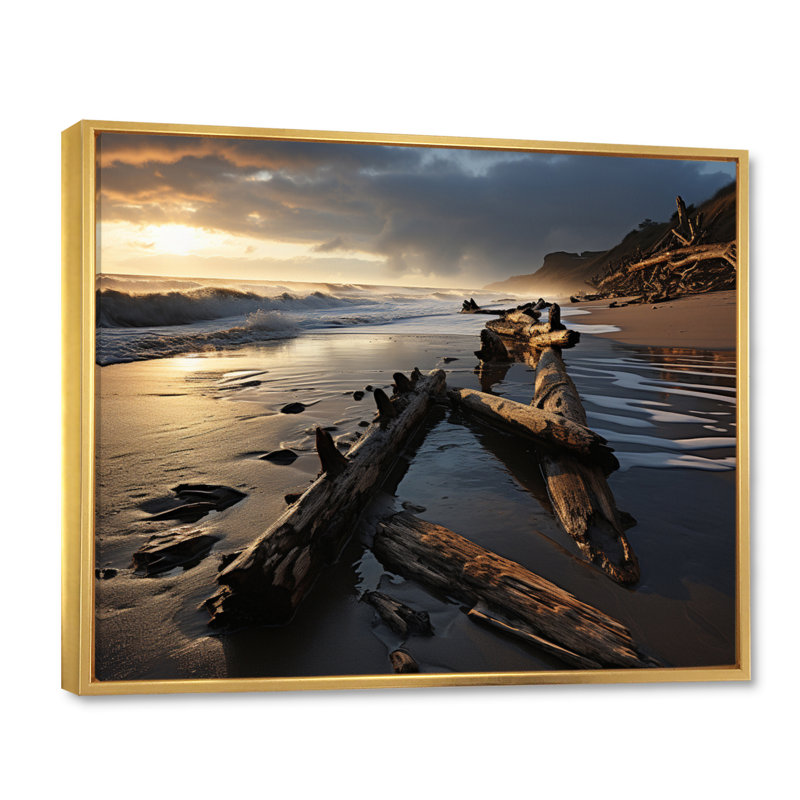 Photo de plage Tranquil Tide II - Paysages, décoration murale, H 34 po x l 44 po x P 1,5 po, Cadre flottant doré
