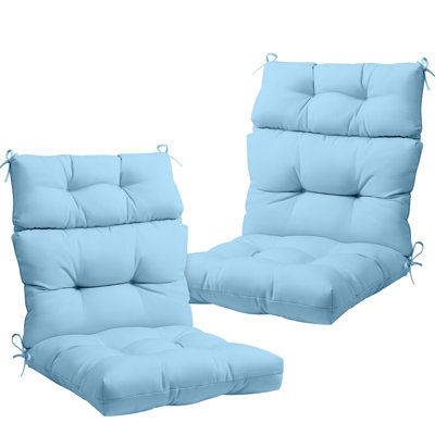 Outdoor Replacement Cushion Set Deep Seating High Back Seat / Back Cushions with Ties (Set of 2)