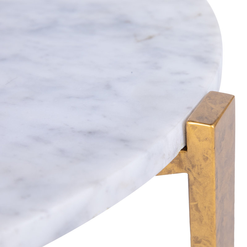 Manhattan Marble 3 Legs End Table, Royal Gold