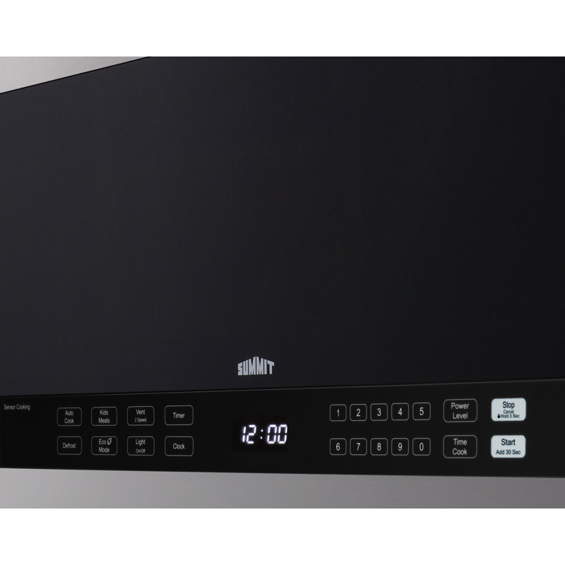 Summit Appliance 1.4 Cubic Feet 1000 Watt Over The Range Microwave, Black/Silver