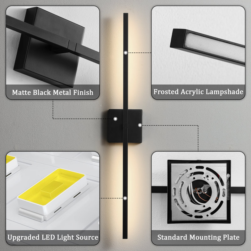2-Light 30" Dimmable LED 18W Wall Sconce with 360° Rotatable Arms