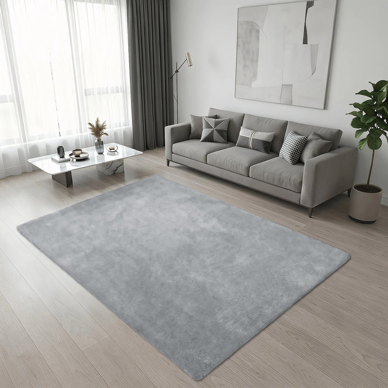 Rectangle Washable Area Rug, GREY, Rectangle 160 x 230 cm