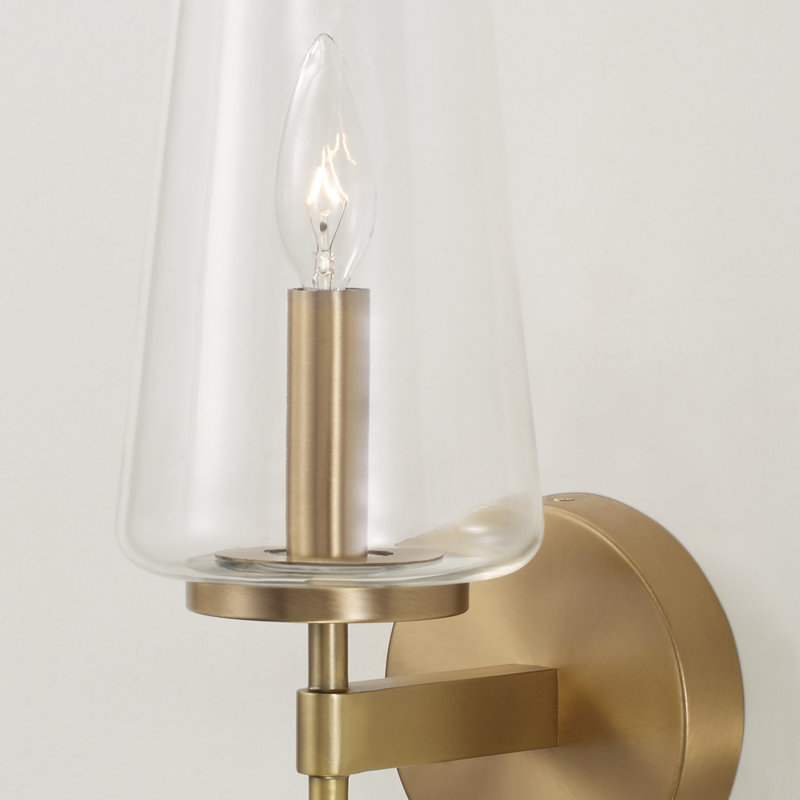 5" W x 15.75" H Wallchiere Sconce in Aged Brass with Clear Glass, Aged Brass