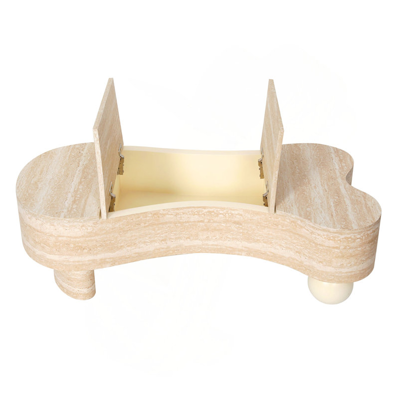 Irregular Coffee Table with flip top and hidden storage compartment