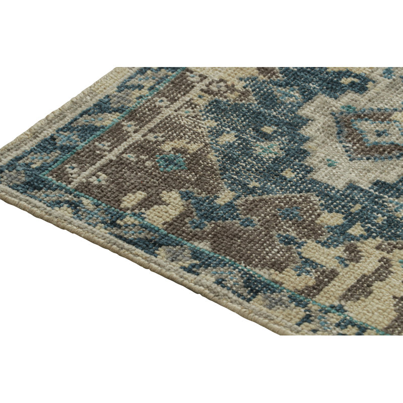 Distressed Homage Hand Knotted Wool Geometric Area Rug, Rectangle 12' x 15'