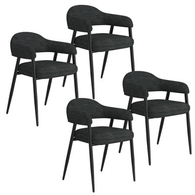 Chamblee Contemporary Fabric and Metal Dining Chair, Set of 4 by Corrigan Studio