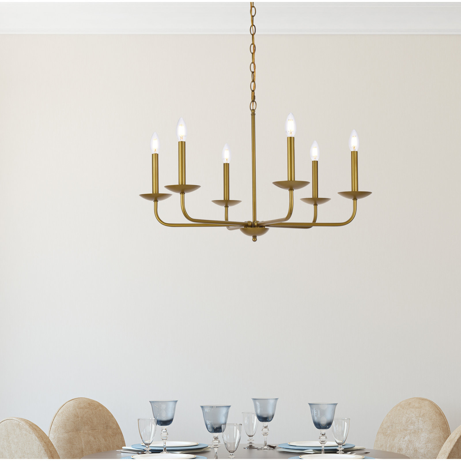 Baltray 6-Light Chandelier, Brass, 18.5" H x 30" W x 30" D