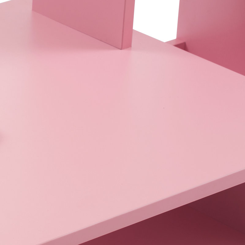 Bureau de maquillage, table de manucure avec tablette et armoire Ingrim, Or / rose