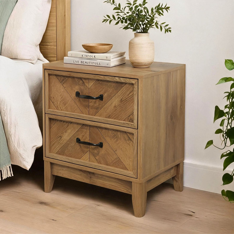 Chevron 2 Drawer Bedside Table