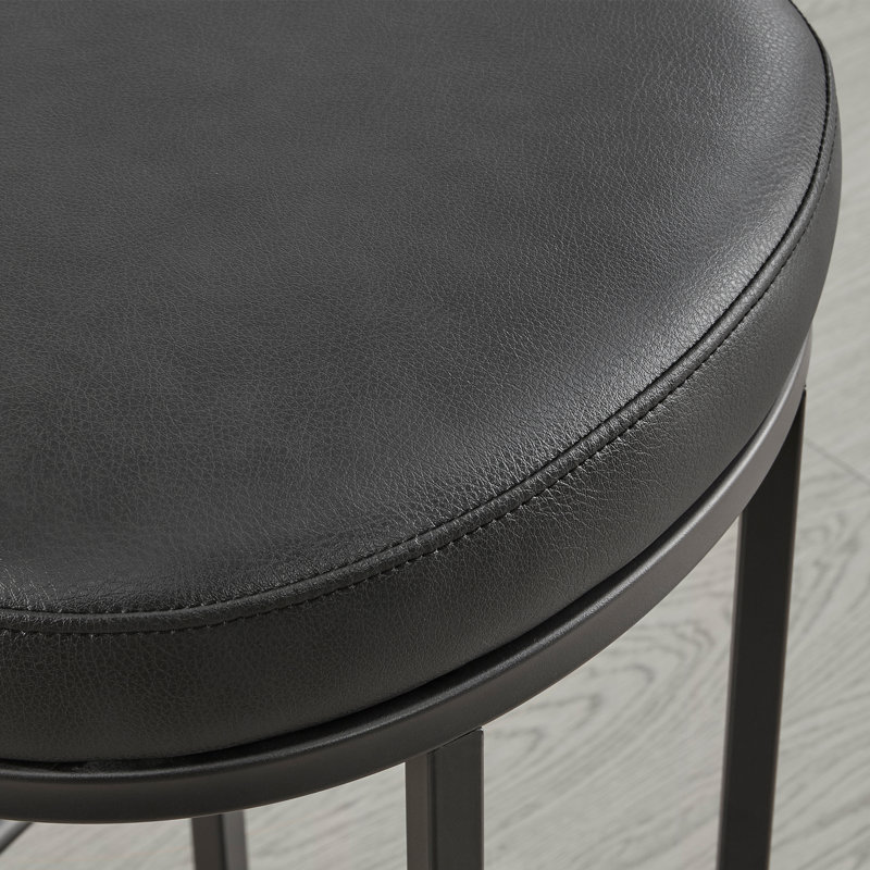 Tabouret de comptoir rembourré avec structure en métal, Noir