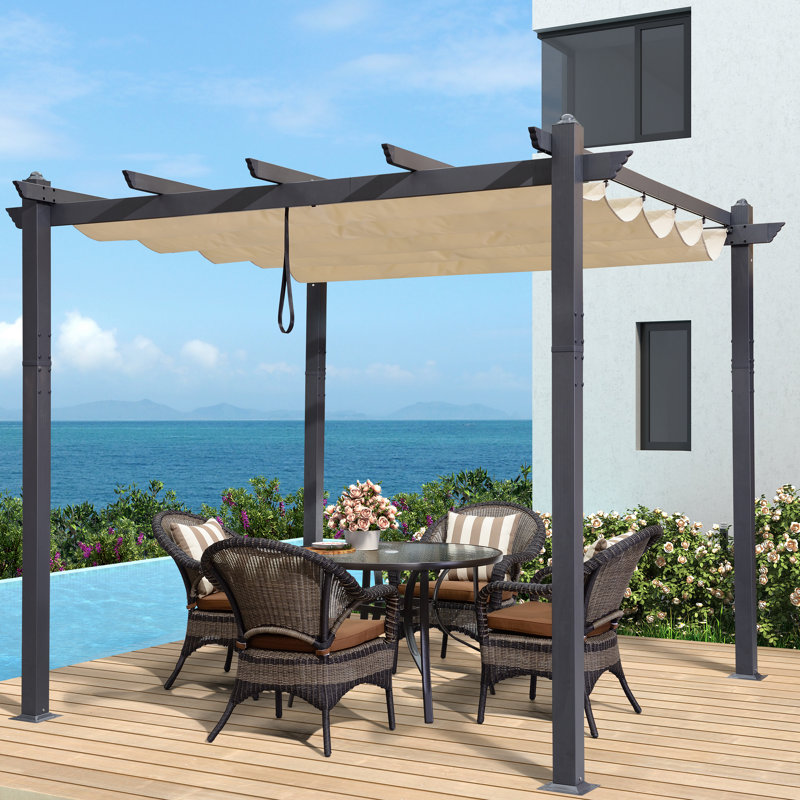 3m x 3m Aluminium Pergola, Khaki