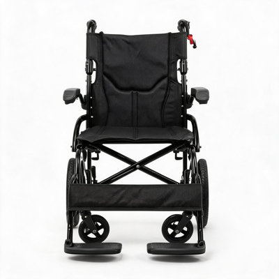 Premium Lightweight Foldable Wheelchair with 180° Split Seat, Flip Arms & Locking Brakes