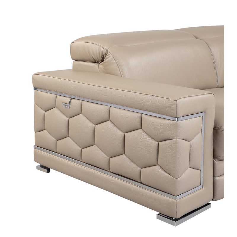 Chaise en cuir italien à grain supérieur, Beige