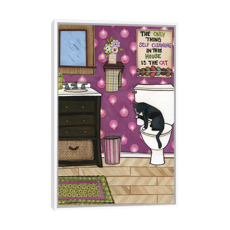 Autonettoyant par Jamie Morath-impression, H 26 po x l 18 po x 1,5 po, Toile blanche encadrée, Pas de tapis
