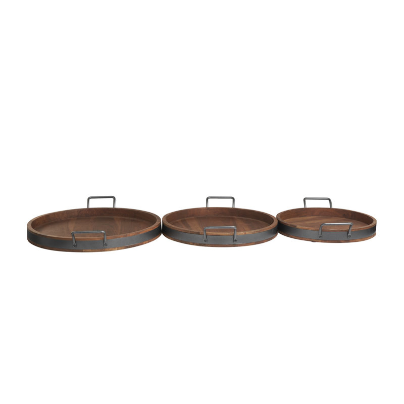 Ensemble de plateaux gigognes en bois Ellarose, Brown
