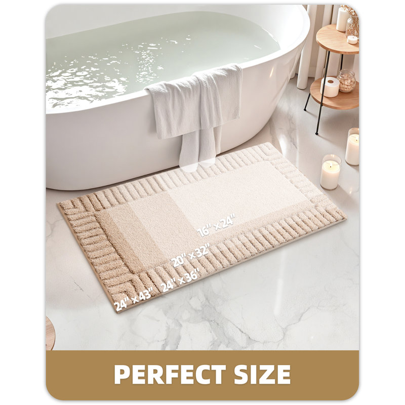 Kaziyah Microfiber Bath Rug, Khaki, 24" W x 60" L
