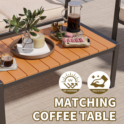 4-Piece Outdoor Furniture Patio Conversation Set with Weather-Resistant Metal Frame