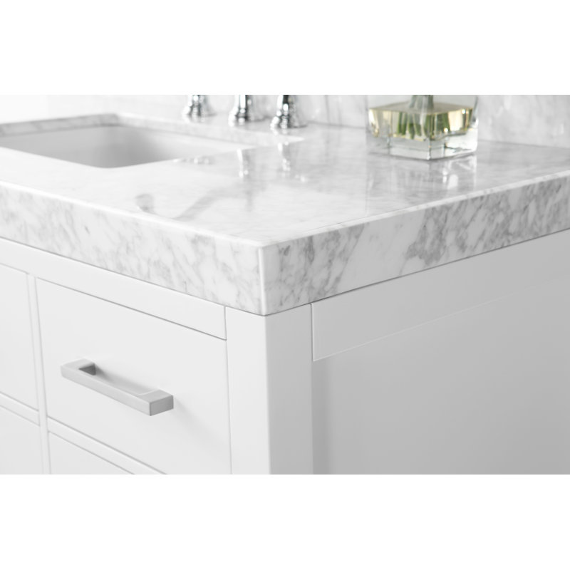 48 in. Single Vanity with Mirror, Nickel, Sapphire Gray, Carrara White