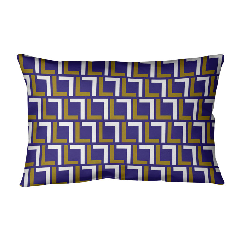 Housse de coussin rectangulaire et insert Baltimore Football Luxury, Croisé en coton, Mauve / or métallique / blanc