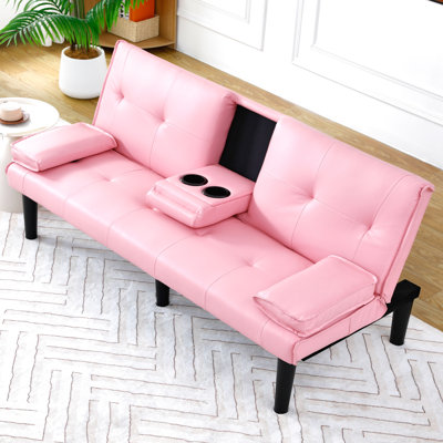 Pink 67-Inch Bed With Cup Holder And Fabric For Long - Lasting Use 67 , , 2