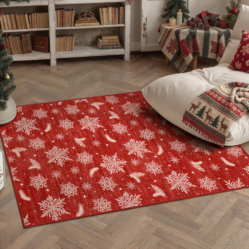 Tapis de vacances WinterJoy, Rouge, Rectangle 3'x 5'