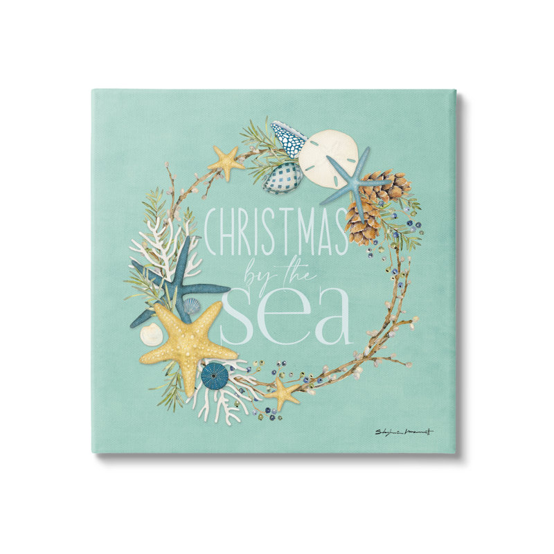«Christmas By The Sea Wreath», impression sur toile, H 17 po x l 17 po x P 1,5 po