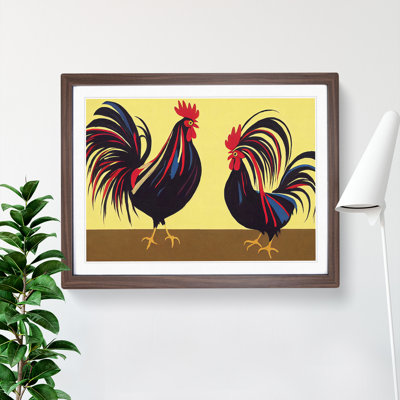 Two Roosters Abstract - Single Picture Frame Print