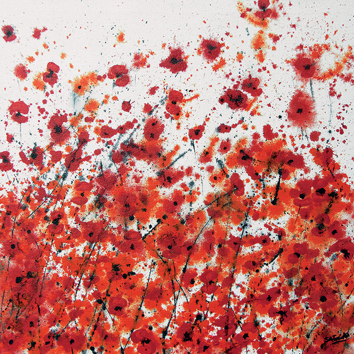 Red and Orange Flowers by Simon Fairless - Print on Canvas