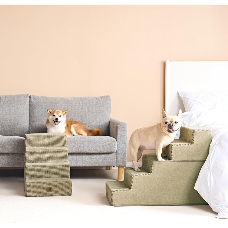 Escalier pour animal 3 marches Emalee, Brun clair, Petit (H 18 po x l 15 po x P 24 po)