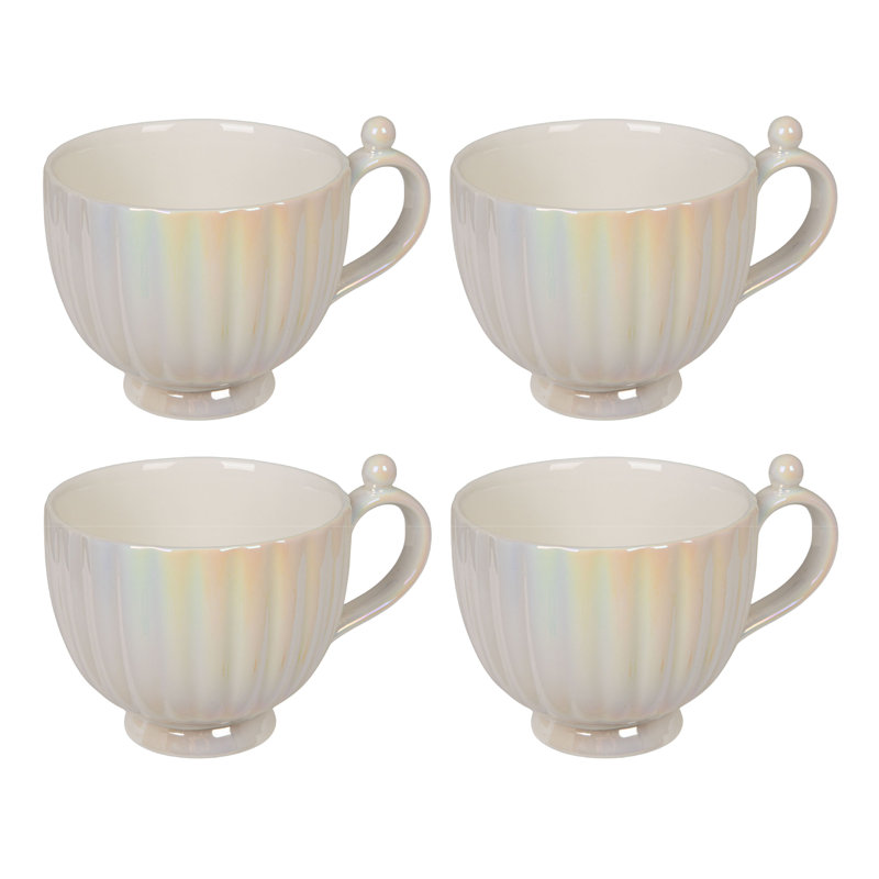 Tasses rondes en grès cannelé