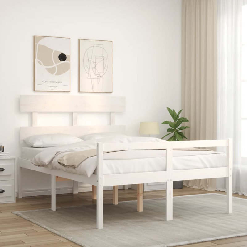 Conorich Solid Wood Bed, White, Small Double (4')