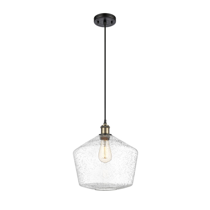 Luminaire suspendu simple à 1 lumière Gabbie, Noir / Laiton