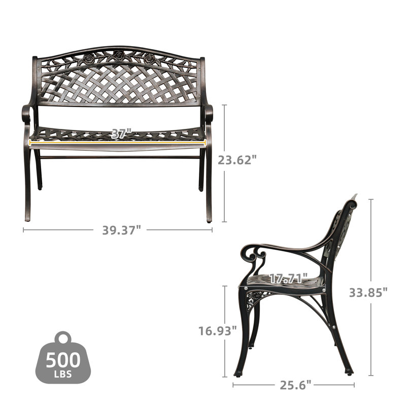 Arnessa Aluminum Outdoor Bench, Dark Bronze