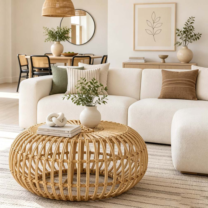 Table basse en faux rotin
