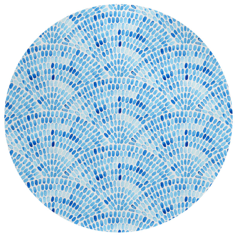 Deloni Washable Geometric Indoor / Outdoor Rug, Round 8'