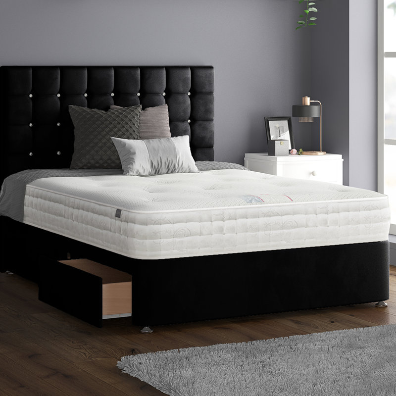 Galarza Divan Bed Base, Single (3'), Black, 2 Left Drawers
